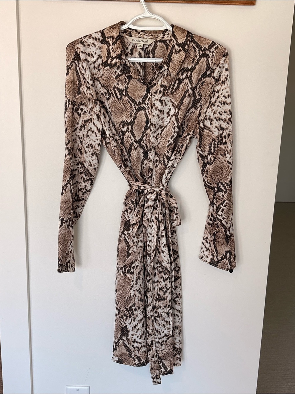 Davi & Dani Brown, Cream and Black Snake-Print Midi Dress - Picture 2 of 6